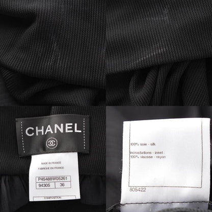Chanel Silk Coco Mark Camellia Ribbon Camisole Dress P45488 Black 36