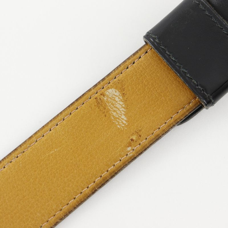 Hermes H Belt Vintage Calf And Gold Plated Black 00G Ladies Belt