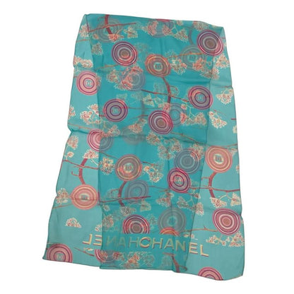 Chanel Scarf Silk Coco Mark Floral Pattern Multicolor