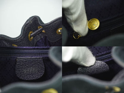 Authentic Gucci Bamboo Backpack Sac Backpack Suede Leather Navy Bamboo Bag