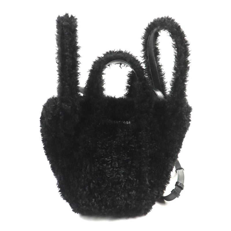 Balenciaga 672793 Everyday 2.0 Xs Logo Embroidered F Fur Shoulder Tote Bag