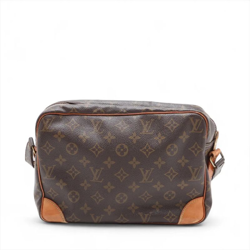 Louis Vuitton Monogram M45244 Leather Shoulder Bag Crossbody Brown Tote Women's