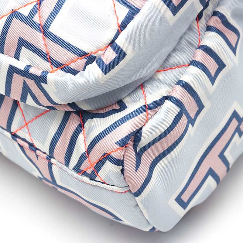 Chanel Logo Design Backpack Matelasse Neon Stitching White And Blue