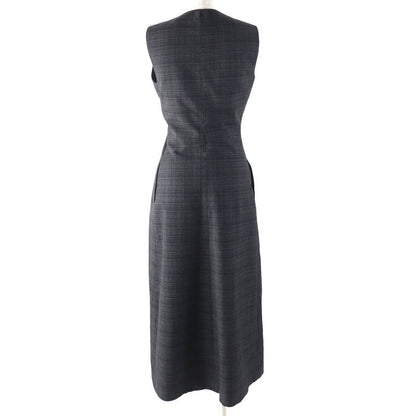 Christian DIOR 2023 341r30a1518 100% Wool Check Sleeveless Dress With Ribbon