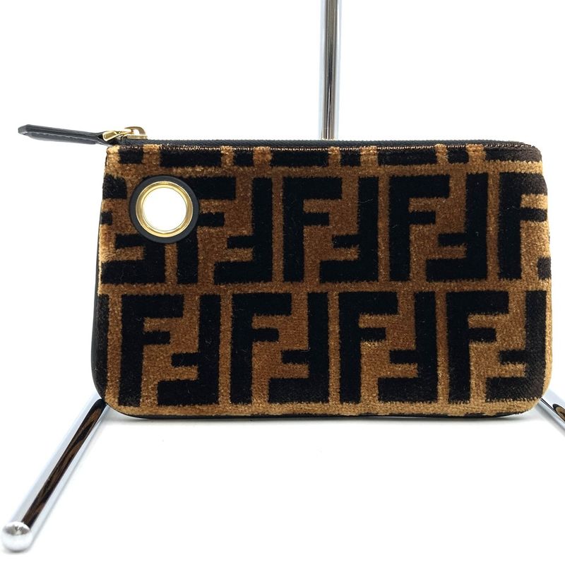 Fendi Triplet 8bs001ao6t Triplet Pouch Clutch Bag Zucca Brown/white/bordeaux