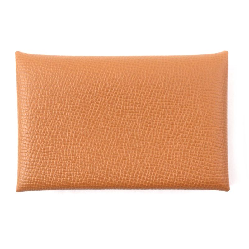  Hermes Calvi Gold Vaux Epson Leather Card Case Coin Case With B Engraved Box