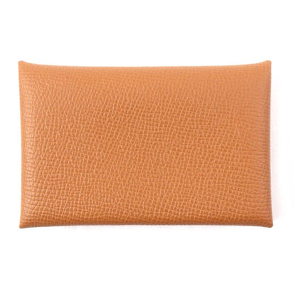  Hermes Calvi Gold Vaux Epson Leather Card Case Coin Case With B Engraved Box