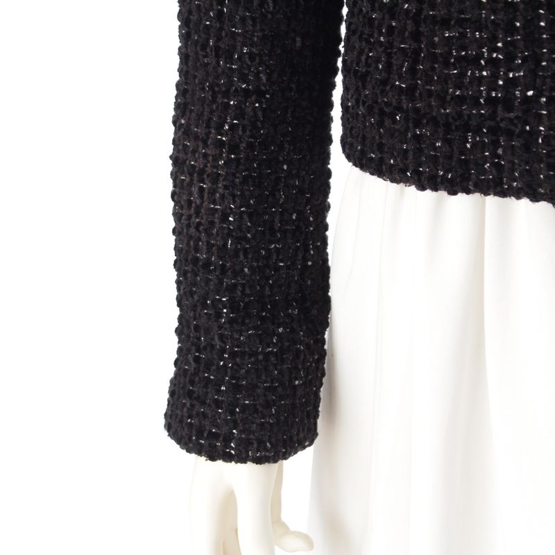 Chanel Cotton Blend Coco Button Collarless Jacket P73350v64896 Black 36