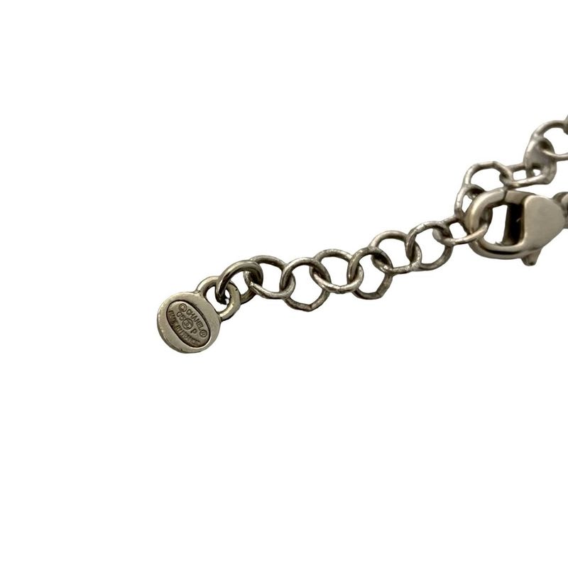 Chanel Coco Mark Metal Fake Pearl Chain Necklace Pendant Accessory 05P
