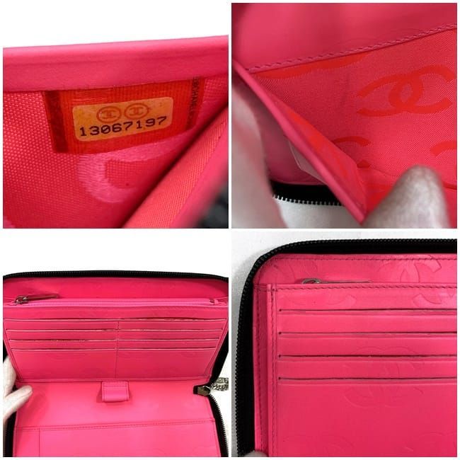 Chanel Round Zipper Long Wallet F21275 Black White