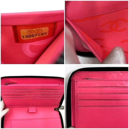 Chanel Round Zipper Long Wallet F21275 Black White