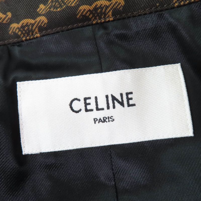 Celine 2m398267m 100% Cotton Triomphe Pattern Trench Coat Brown 40 With Hanger