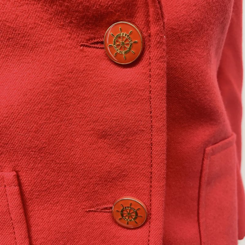 Celine Tailored Jacket Embroidered Badge Red Size 36
