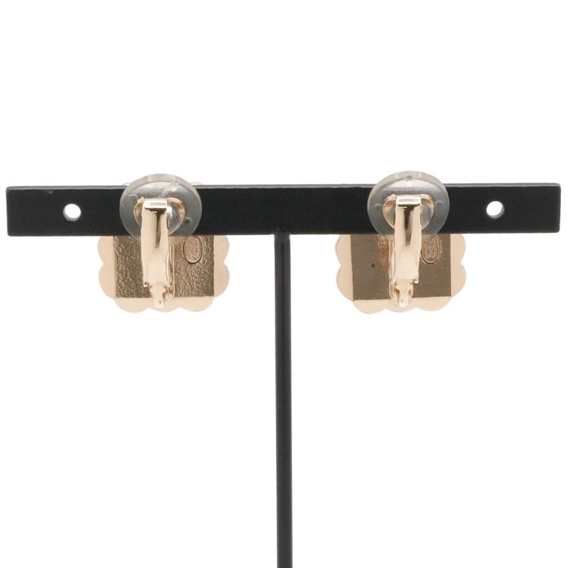 Chanel Earrings Earring Gold Black Gray Here Mark