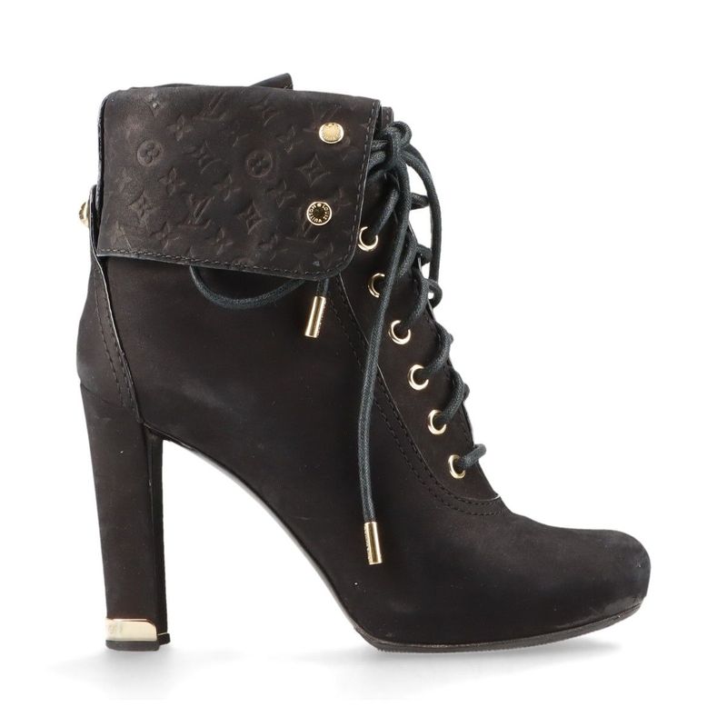 Louis Vuitton 10 Years Monogram Nubuckles Cles Zah Booties Women's 36 Ma0170