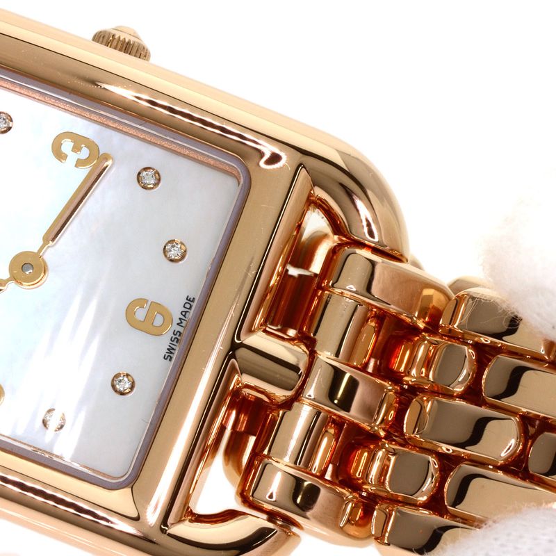 Hermes Cc1270a Cape Cod 8P Diamond Watch 18K Pink Gold Ladies
