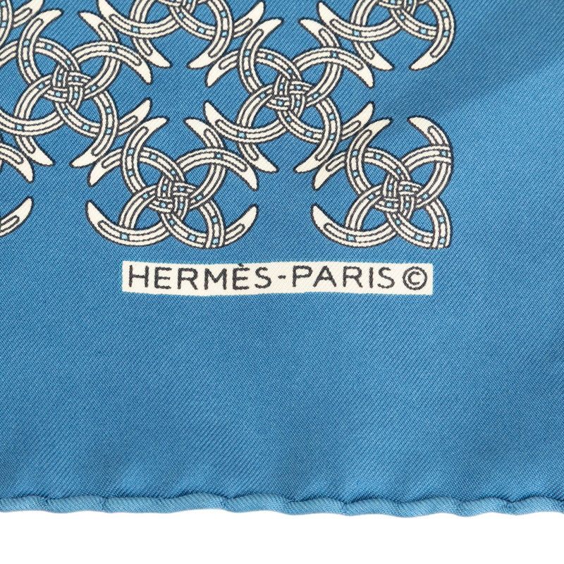 Hermes Carré 45 Petit Carré Blue White Silk Women Hermes