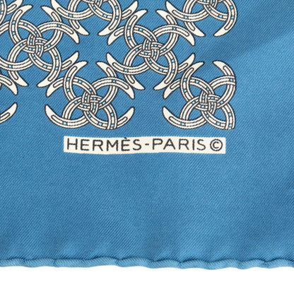 Hermes Carré 45 Petit Carré Blue White Silk Women Hermes