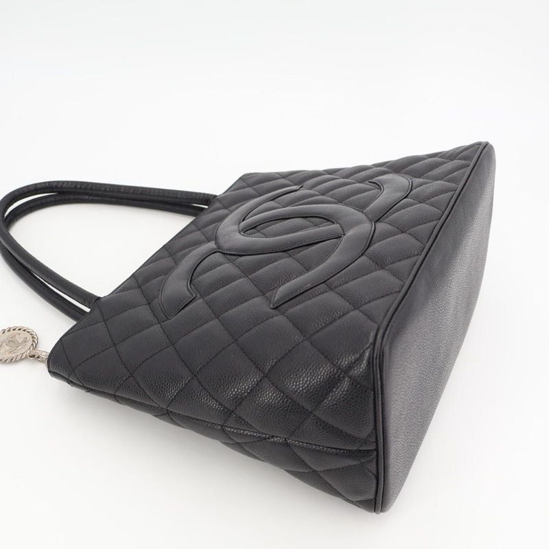 Chanel Chanel Medallion Tote Caviar Black Silver Hardware Bag