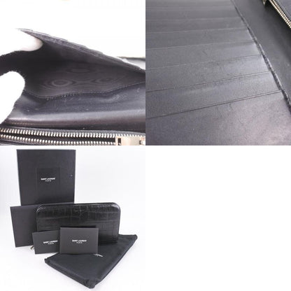 Saint Laurent Paris Round Zipper Shape Push 328558 Cs33e Calf Black Men's Long