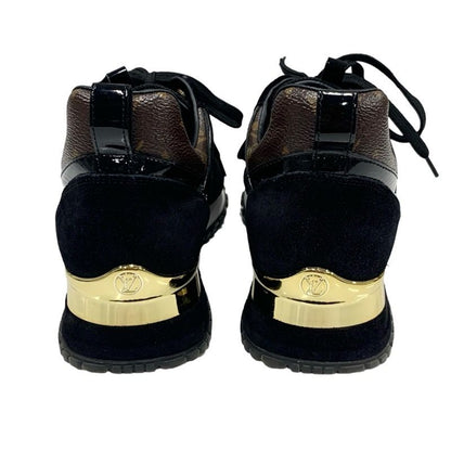Louis Vuitton Run Away Line Monogram Sneakers Shoes Fabric Suede Leather Black