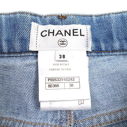 Chanel Coco Stitch Tweed Line Denim Pants P59532v45242 Indigo 38