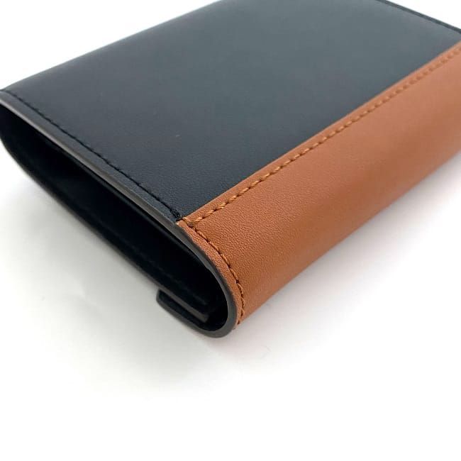 Celine Trifold Wallet Black Brown Blue Gold