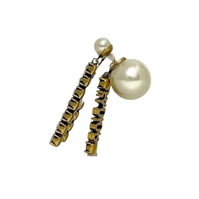 Jadior Earrings Gold Excellent Condition GP Faux Pearl Rhinestone