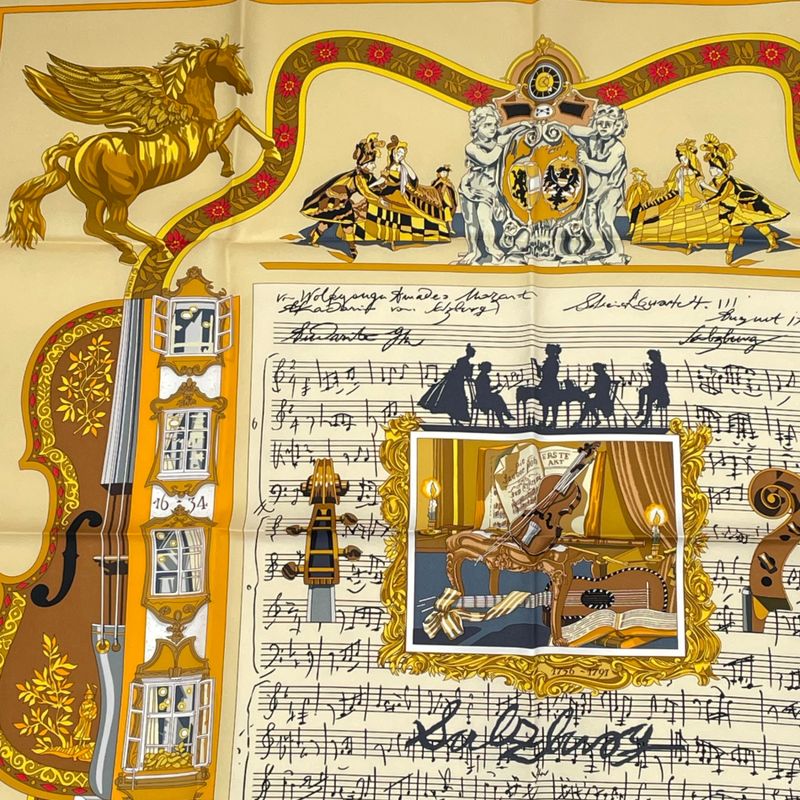 Hermes Carre 90 In Salzburg At Salzburg Yellow And Orange Scarf Silk