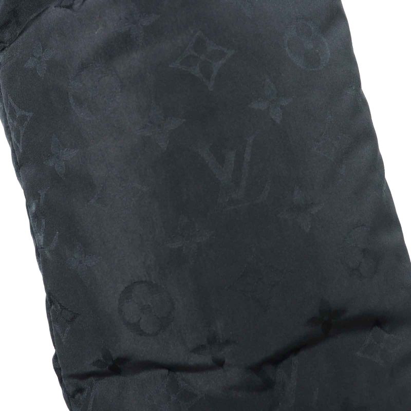 Louis Vuitton Ffco018flx Silk Blend With Belt Total Monogram Down Coat Black