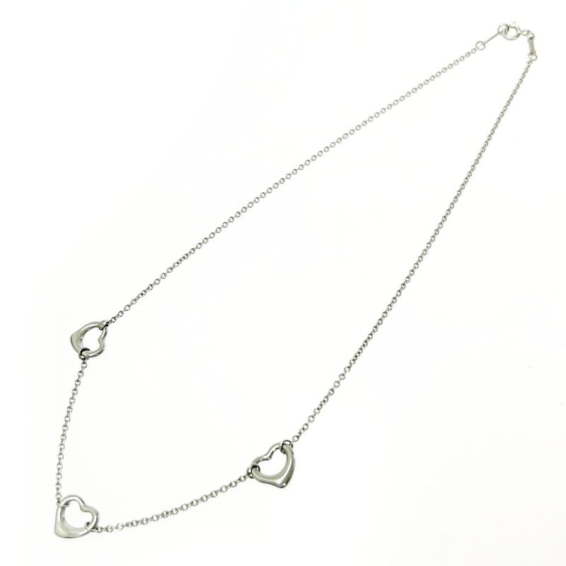 Tiffany & Co Silver Elsa Peretti Open Heart 3strand Necklace 4.3g 925 Engraved