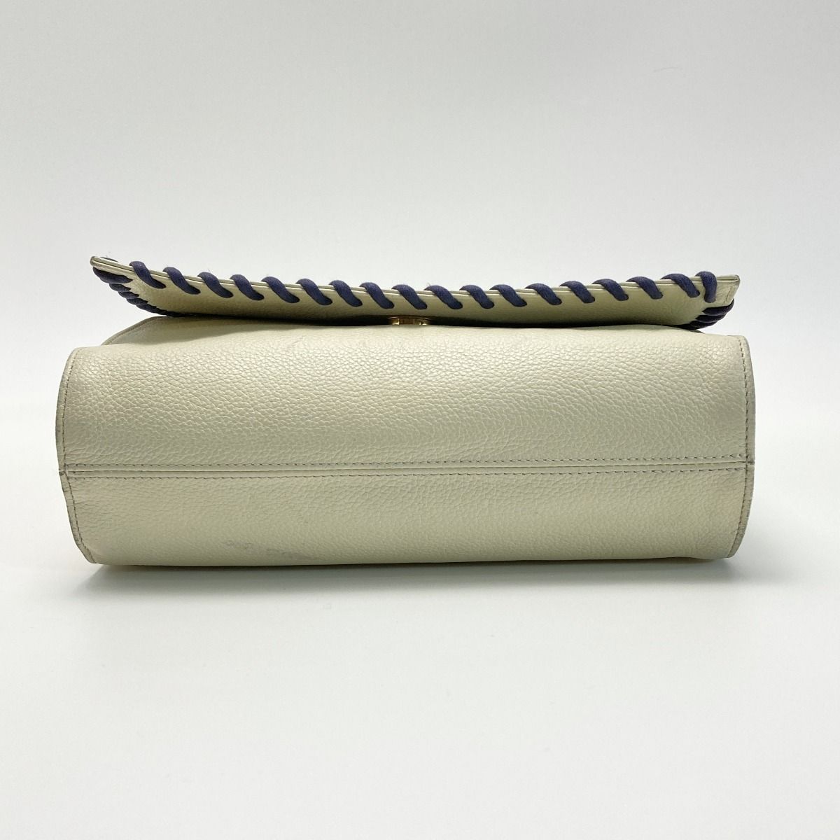 Yves Saint Laurent Shoulder Bag Ivory Flap Braided Leather