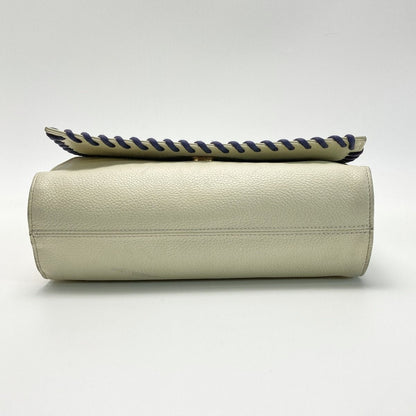 Yves Saint Laurent Shoulder Bag Ivory Flap Braided Leather