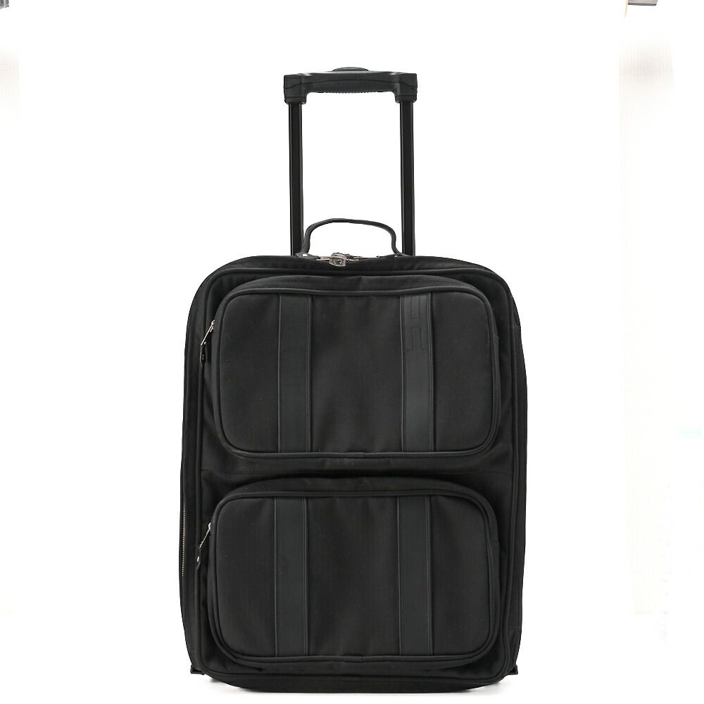 Hermes Acapulco Carry Bag Twirl Chevron Black Ladies Men Suitcases Handbags