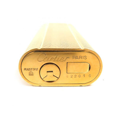 Cartier Oval Herringbone Pattern All-over Roller Type Gas Lighter Smoking Goods