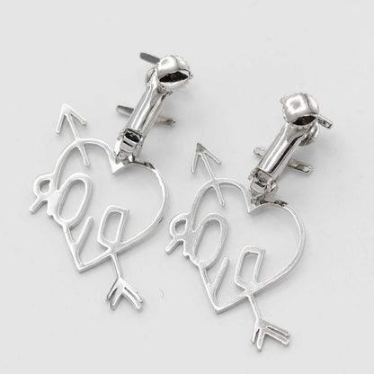 Christian DIOR Earrings Heart Arrow Silver Color Accessories Ladies With