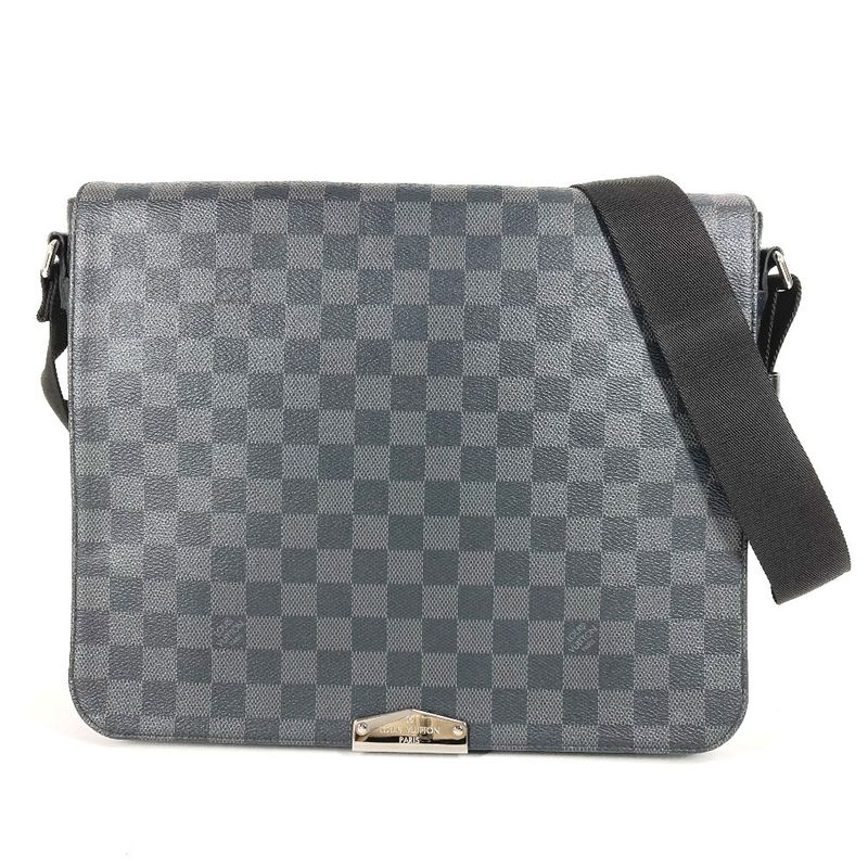 Louis Vuitton Shoulder Bag District MM NV2 N40350 Damier Graphite Canvas Black