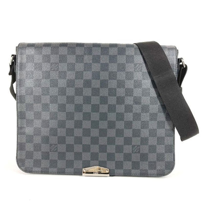 Louis Vuitton Shoulder Bag District MM NV2 N40350 Damier Graphite Canvas Black