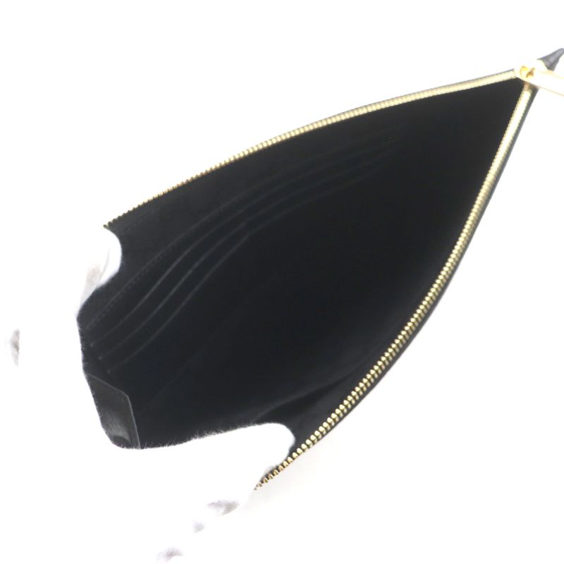 Gucci 700524 Leather Clutch Bag With Horsebit Strap Black Gold Hardware