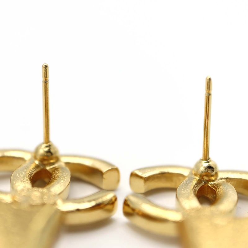 Chanel Roller Skate Earrings F24 COCO Mark Faux Pearl Rhinestone Gold Color