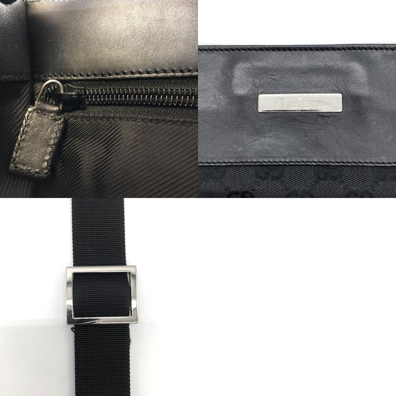 Gucci 27639 Light Shape Shoulder Bag Crossbody Black GG Canvas/leather Men