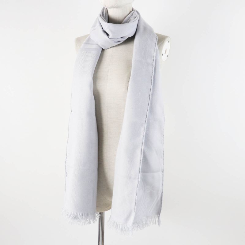 Hermes 2022 H262494s New Livris Cashmere Silk Stole/muffler Light Gray Made In