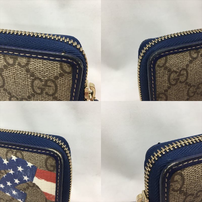 Gucci Unisex Long Wallet Round Zipper GG Supreme American Flag 304196