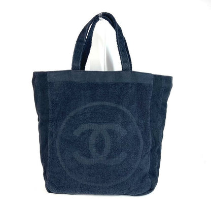 Chanel Tote Bag Logo CC Coco Mark Pile Black