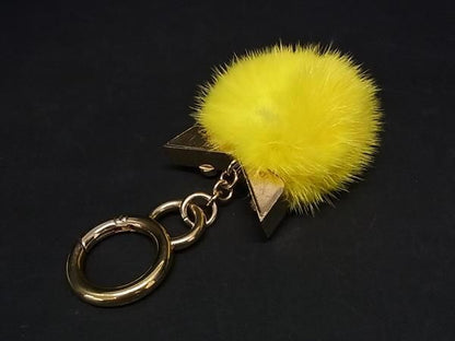 Fendi Bag Bugs Monster Fur Bag Charm Key Holder Key Ring Women's Men's Yellow