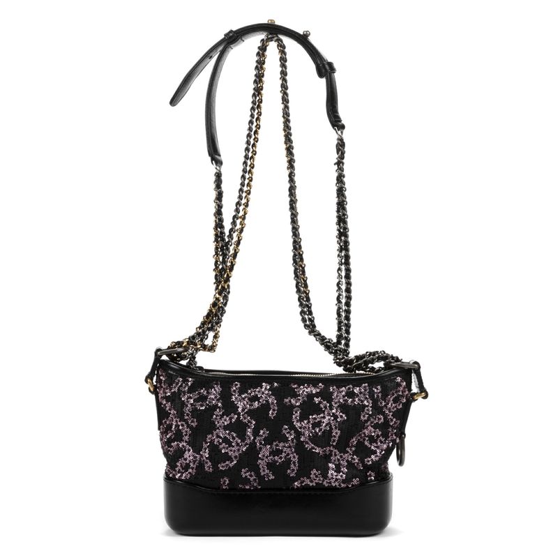 Chanel Gabrielle Sequin Black Calfskin Leather A