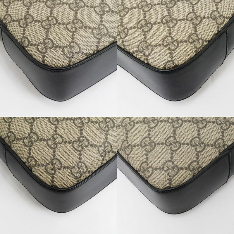 Gucci GG Supreme 2way Briefcase 450944 Bag Beige Black PVC Leather