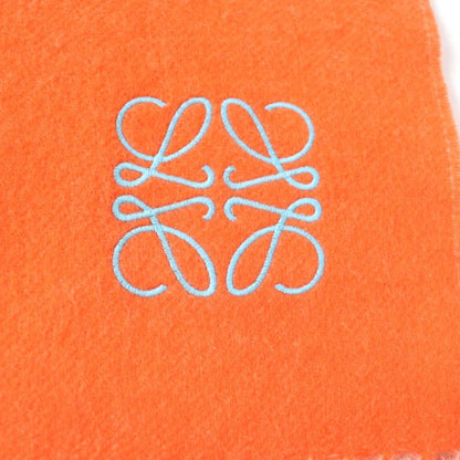 LOEWE Wool Cashmere Blend Anagram Embroidered Fringed Scarf Orange Made In