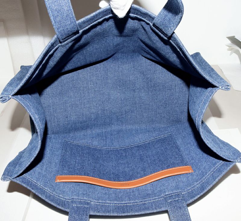 Celine Tote Shoulder Bag Large Cabas Denim Canvas Blue 196762ef707at