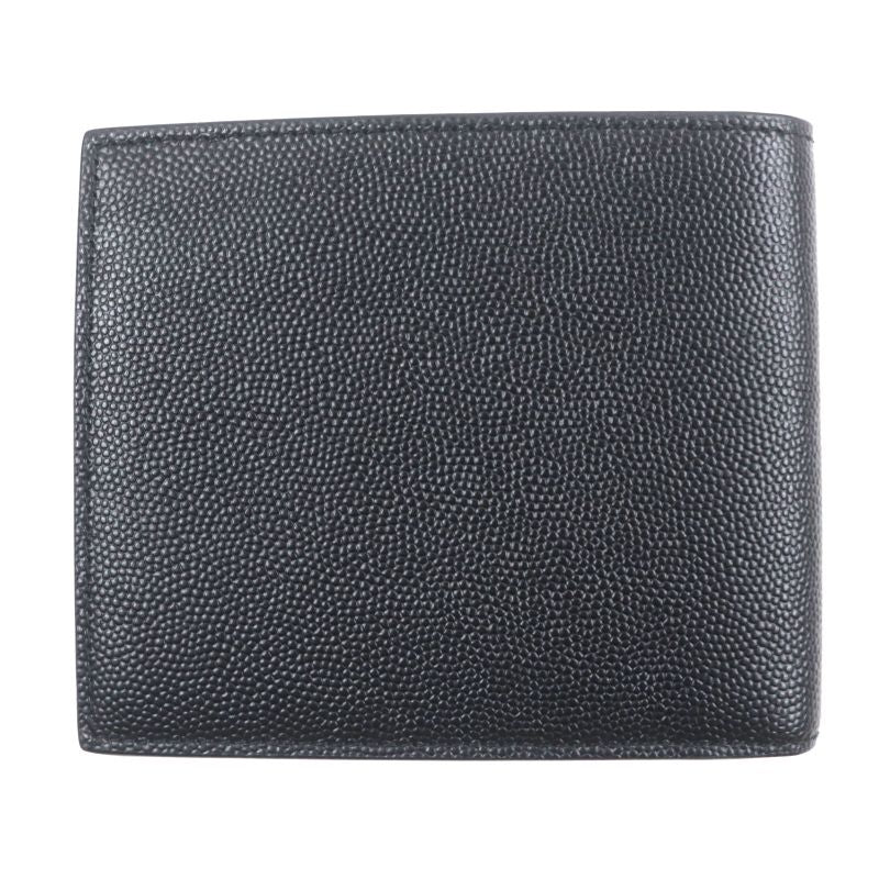 Saint Laurent Paris 396307 Leather Logo Compact Wallet Billfold Wallet Black